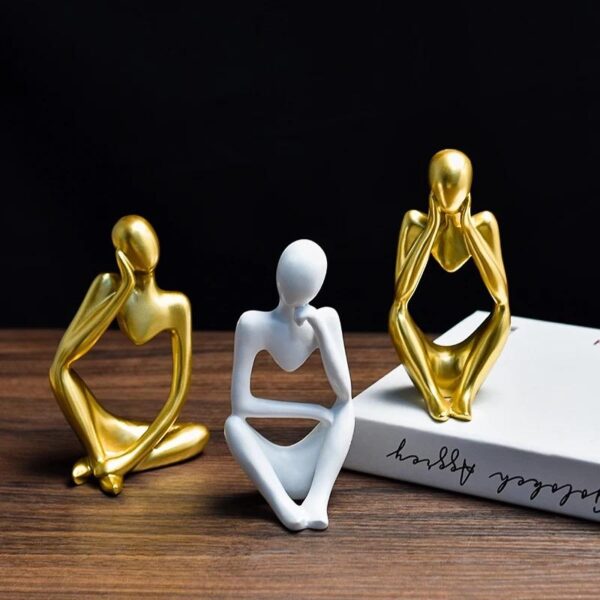 3 Colors Personalised Thinking Man Figurine Resin Crafts for Home Decoration Living Room Decor