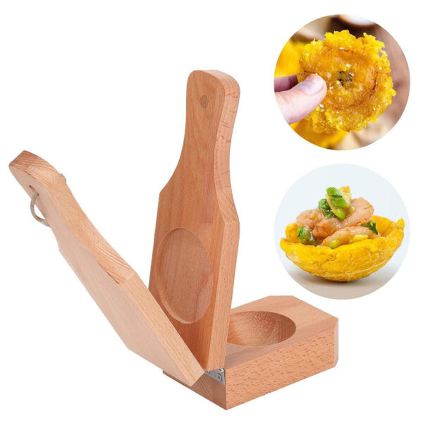 CHUJU New Design Ostonera Plantain Press Heart Shaped 2 in 1 Wooden Green Banana Smasher Maker Mold Kitchenware